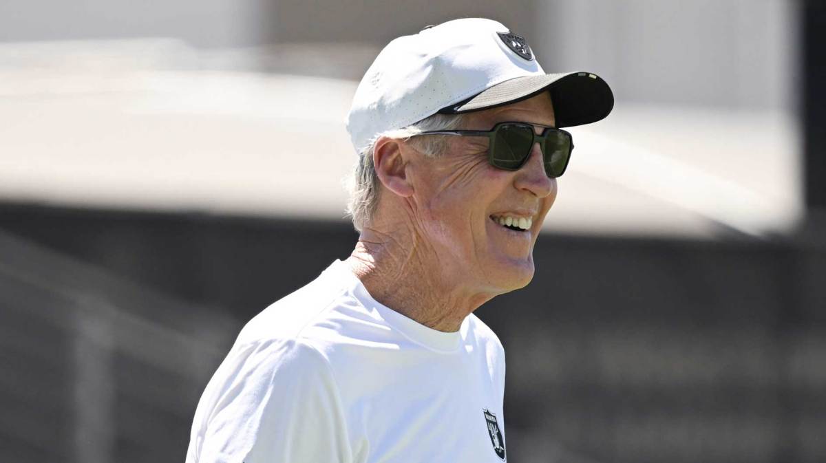 Las Vegas Raiders head coach Pete Carroll looks on during Las Vegas Raiders Minicamp at Intermountain Health Performance Center.