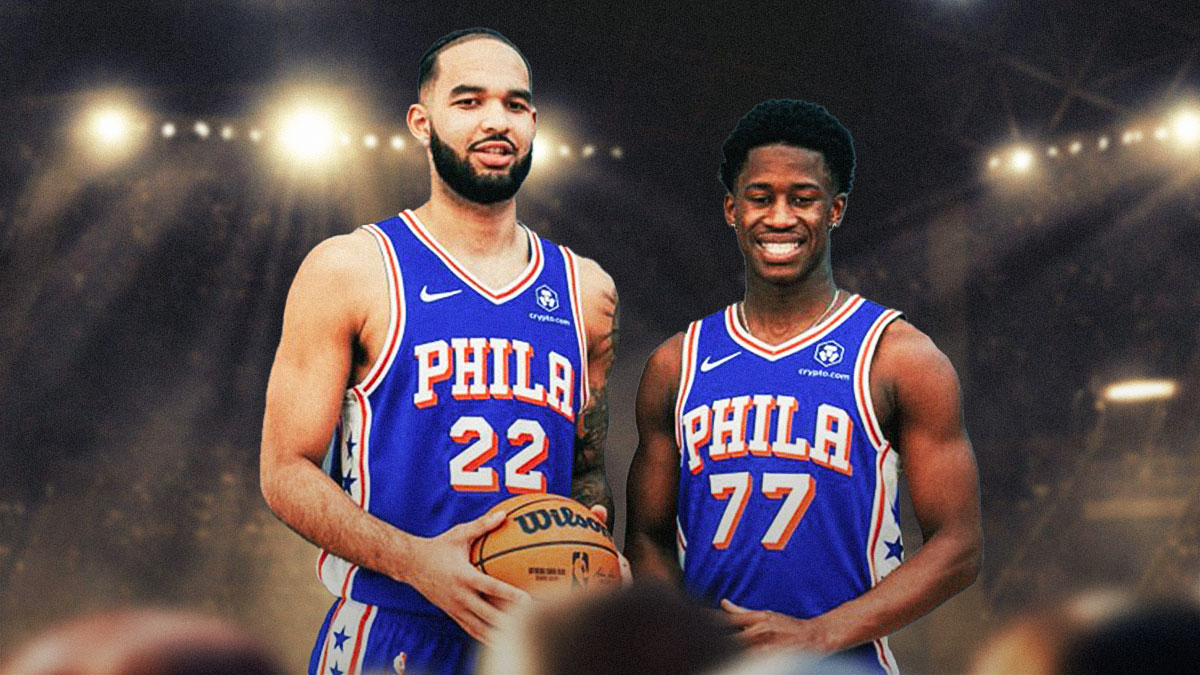 VJ Edgecombe and Johni Broome on the 76ers court
