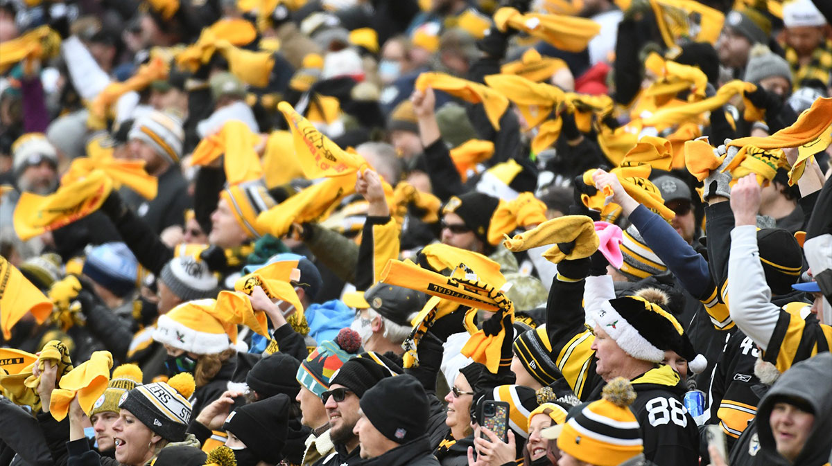Pittsburgh Steelers fans wave their Terrible Towels before playing the Tennessee Titans at Heinz Field.