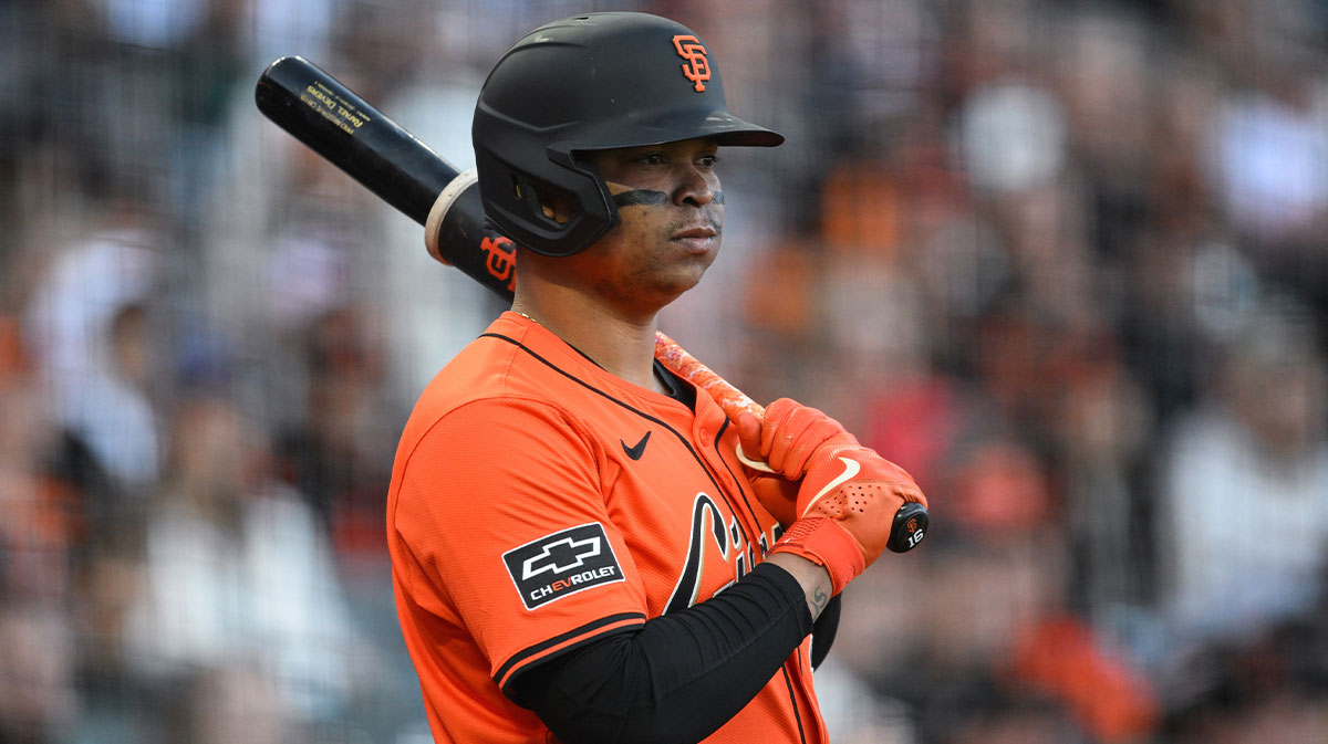 San Francisco Giants designated hitter Rafael Devers (16) prepares to bat against the Boston Red Sox in the second inning at Oracle Park.