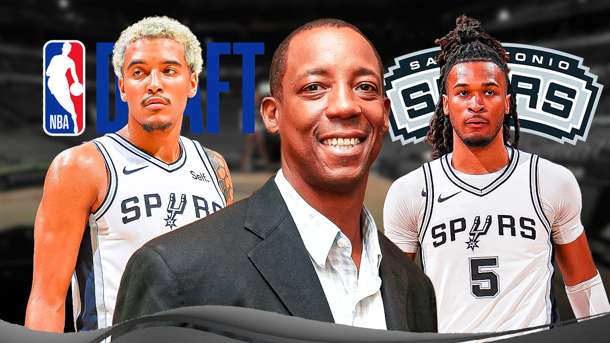 Stephon Castle image, Jeremy Sochan image, Sean Elliott image, Spurs logo, NBA Draft logo