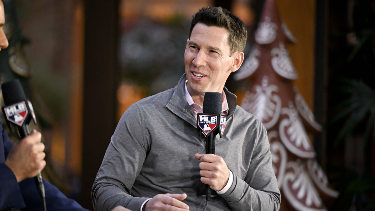 Boston Red Sox chief baseball officer Craig Breslow speaks with the media at the Hilton Anatole during the 2024 MLB Winter Meetings.