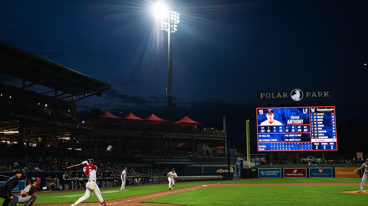 Red Sox prospect Roman Anthony smashes a grand-slam home run in a Triple-A game at Polar Park on June 7, 2025.