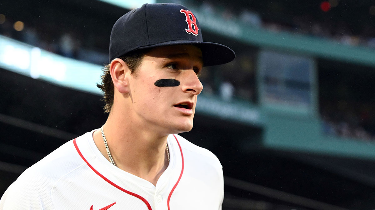 Boston Red Sox right fielder Roman Anthony (48) runs onto the field before a game against the Tampa Bay Rays at Fenway Park.