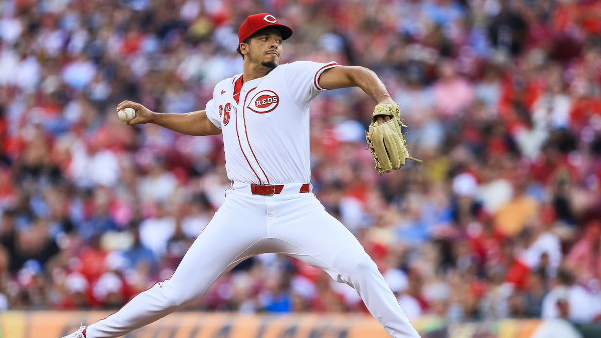 Cincinnati Reds starting pitcher Chase Burns (26) pitches against the New York Yankees in the first inning at Great American Ball Park.