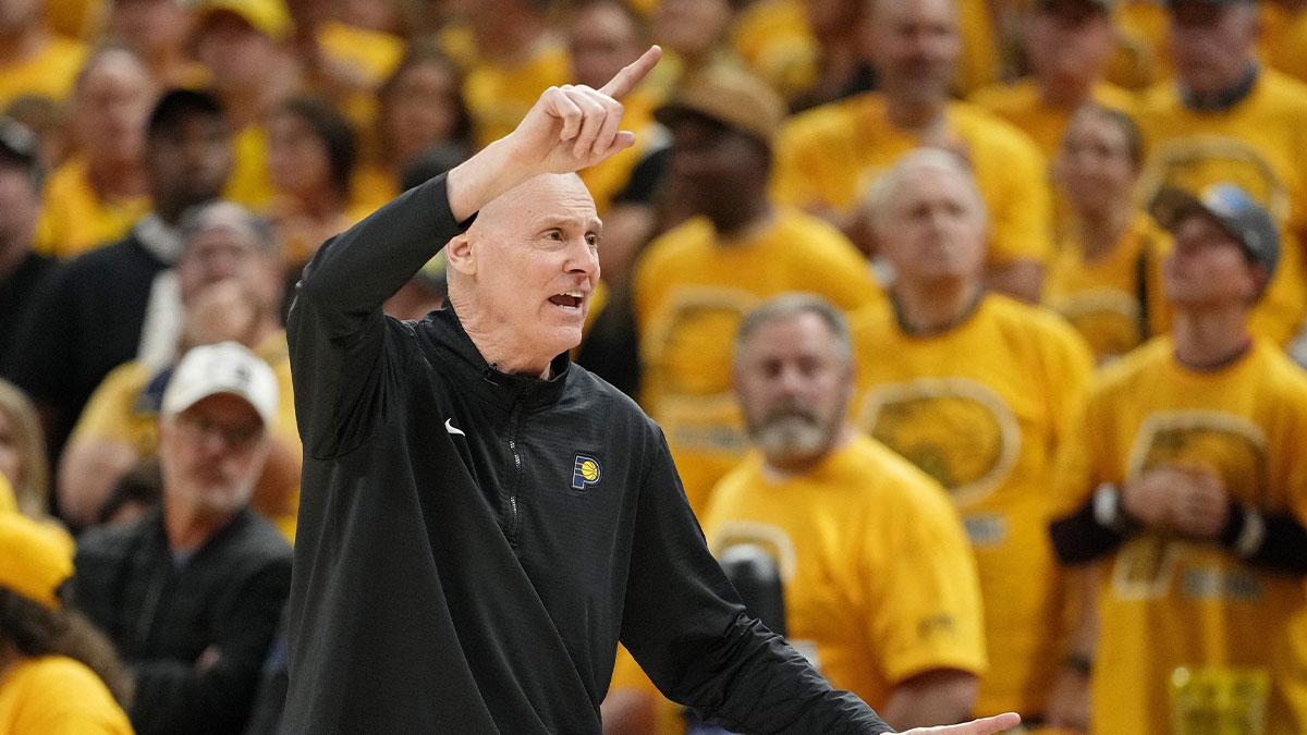 Indiana Pacers head coach Rick Carlisle directs players during the second half during game four of the 2025 NBA Finals at Gainbridge Fieldhouse.