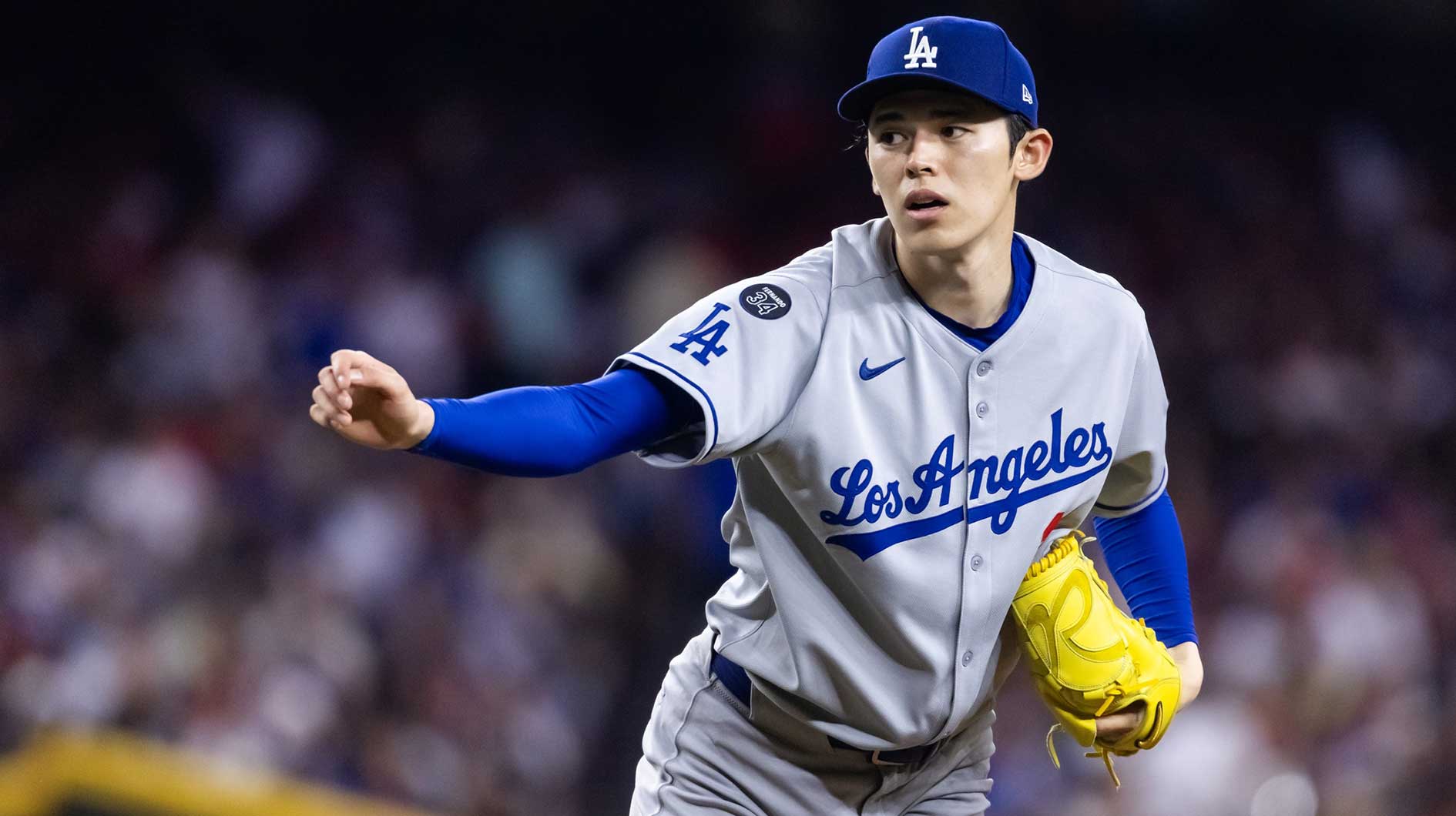 Los Angeles Dodgers pitcher Roki Sasaki (11) against the Arizona Diamondbacks at Chase Field.
