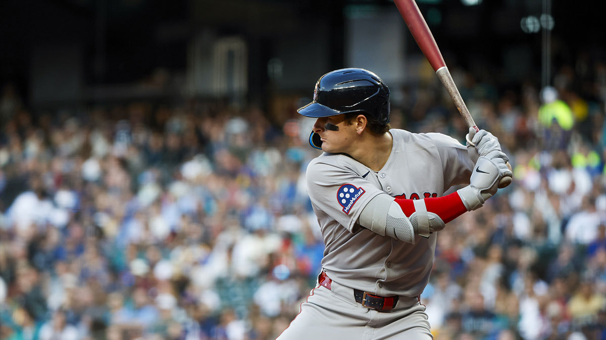 Boston Red Sox right fielder Roman Anthony (19) stands in the batters box against the Seattle Mariners during the sixth inning at T-Mobile Park.