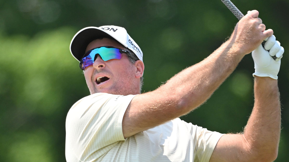 Ryan Fox hits his tee shot at the fifth hole during the third round of the RBC Canadian Open golf tournament.