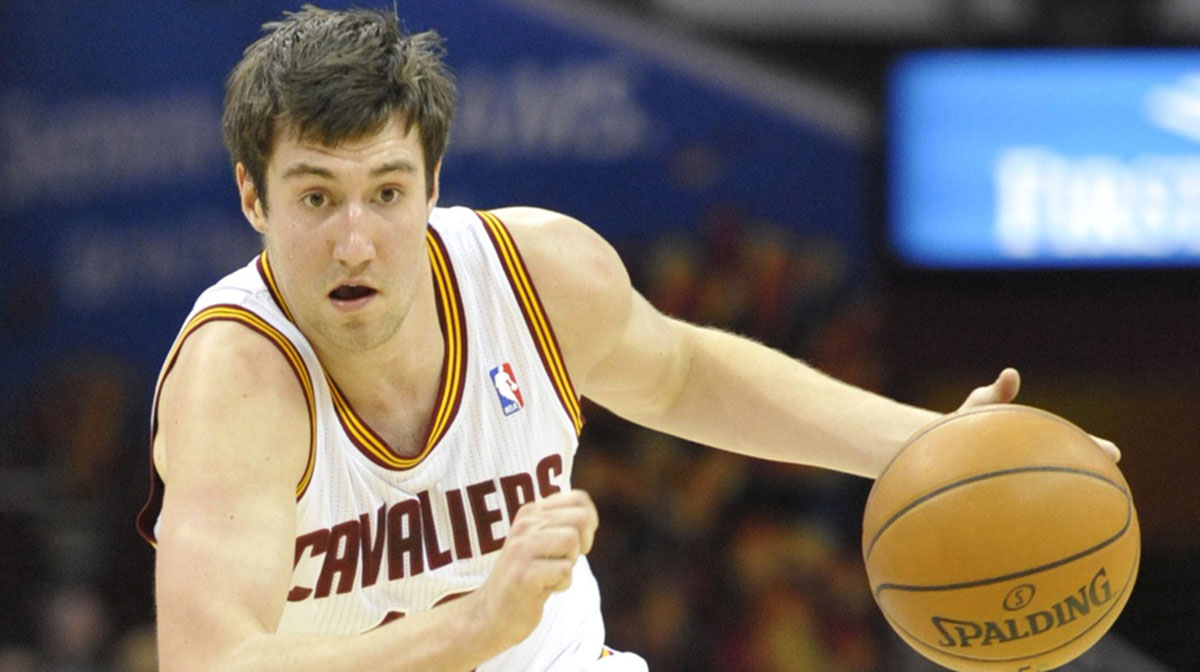 Cleveland Cavaliers guard Sergey Karasev (10) dribbles the ball against the Detroit Pistons at Quicken Loans Arena.