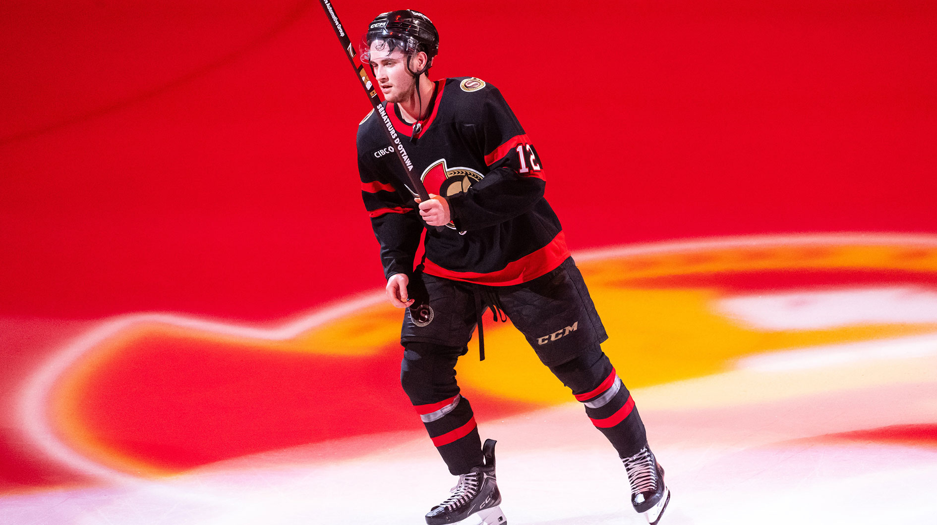 Ottawa Senators center Shane Pinto (12) is named the third star following the team win against the Toronto Maple Leafs in overtime in game four of the first round of the 2025 Stanley Cup Playoffs at Canadian Tire Centre.