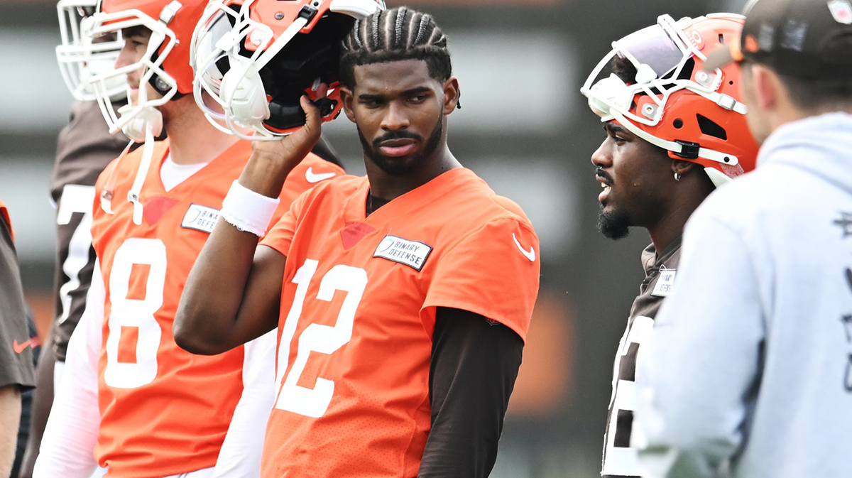 Shedeur Sanders, who was pulled over for speeding, at Cleveland Browns minicamp.