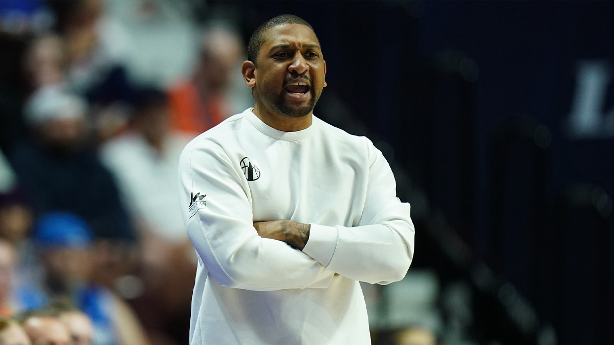 Chicago Sky head coach Tyler Marsh watches from the sideline as they take on the Connecticut Sun at Mohegan Sun Arena.