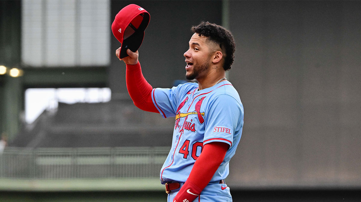 St. Louis Cardinals first baseman Willson Contreras (40) looks on in the ninth inning against the Milwaukee Brewers at American Family Field.