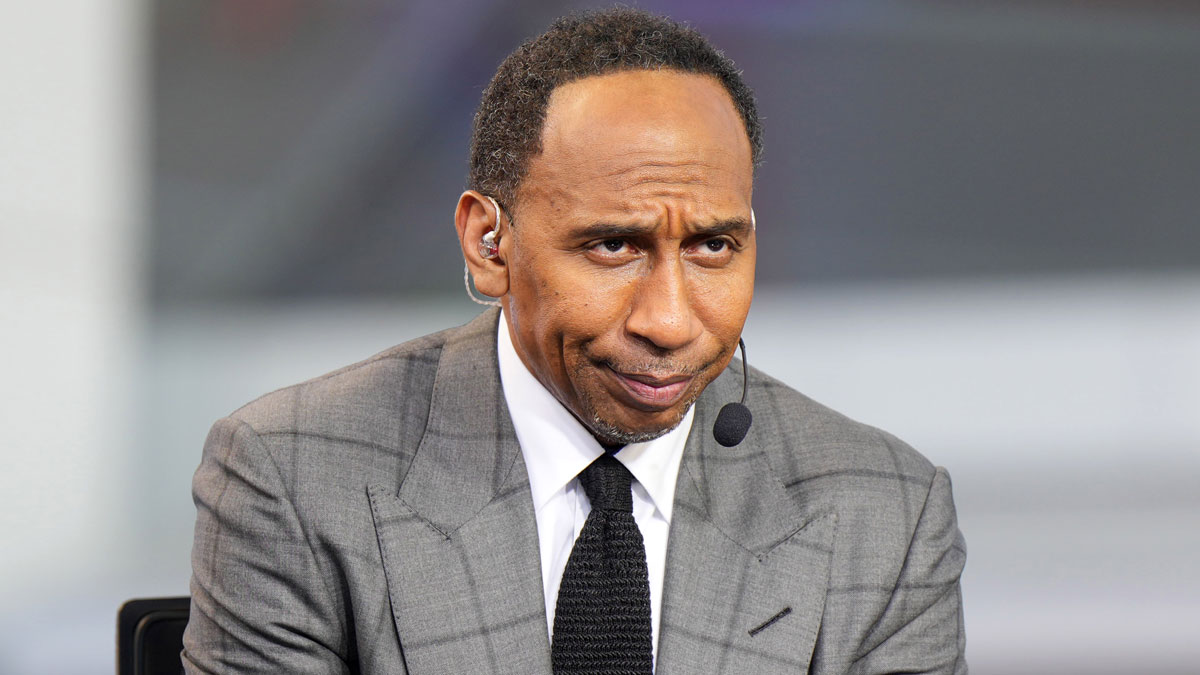Oct 23, 2024; Inglewood, California, USA; Stephen A. Smith (Stephen Smith) on the ESPN NBA Countdown live set at Intuit Dome. Mandatory Credit: Kirby Lee-Imagn Images