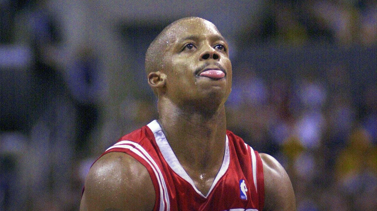 Houston Rockets guard Steve Francis shoots a free throw against the Los Angeles Lakers at the Staples Center. The Rockets defeated the Lakers 99-87.