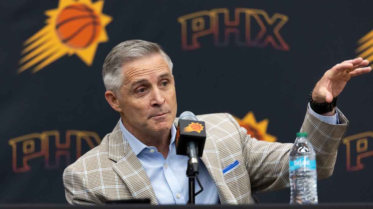 Phoenix Suns general manager Brian Gregory during an introductory press conference at the Verizon 5g Performance Center.