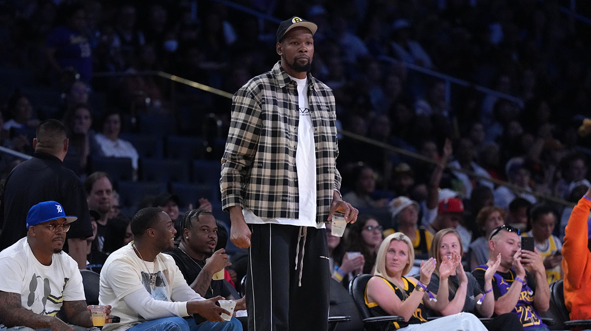 Kevin Durant attends the WNBA game between the Chicago Sky and the LA Sparks at Crypto.com Arena.