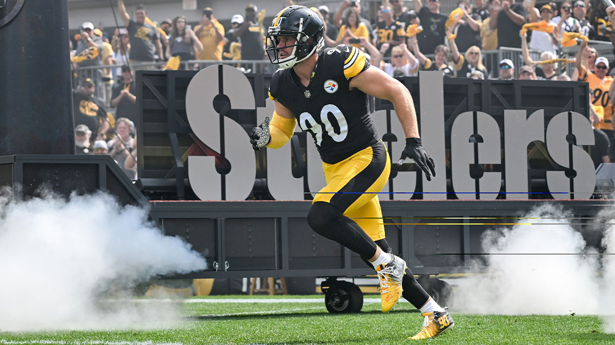 Sep 22, 2024; Pittsburgh, Pennsylvania, USA; Pittsburgh Steelers linebacker T.J. Watt (90) takes the field for a game against the Los Angeles Chargers at Acrisure Stadium.