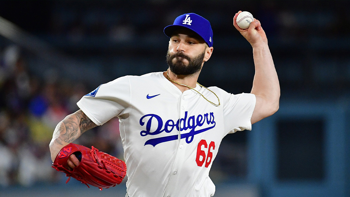 Los Angeles Dodgers pitcher Tanner Scott (66) throws against the New York Mets.
