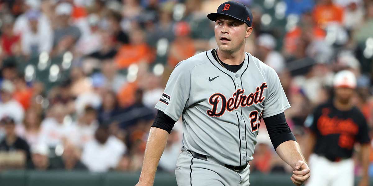 Detroit Tigers pitcher Tarik Skubal (29) looks on during the seventh inning against the Baltimore Orioles at Oriole Park at Camden Yards.