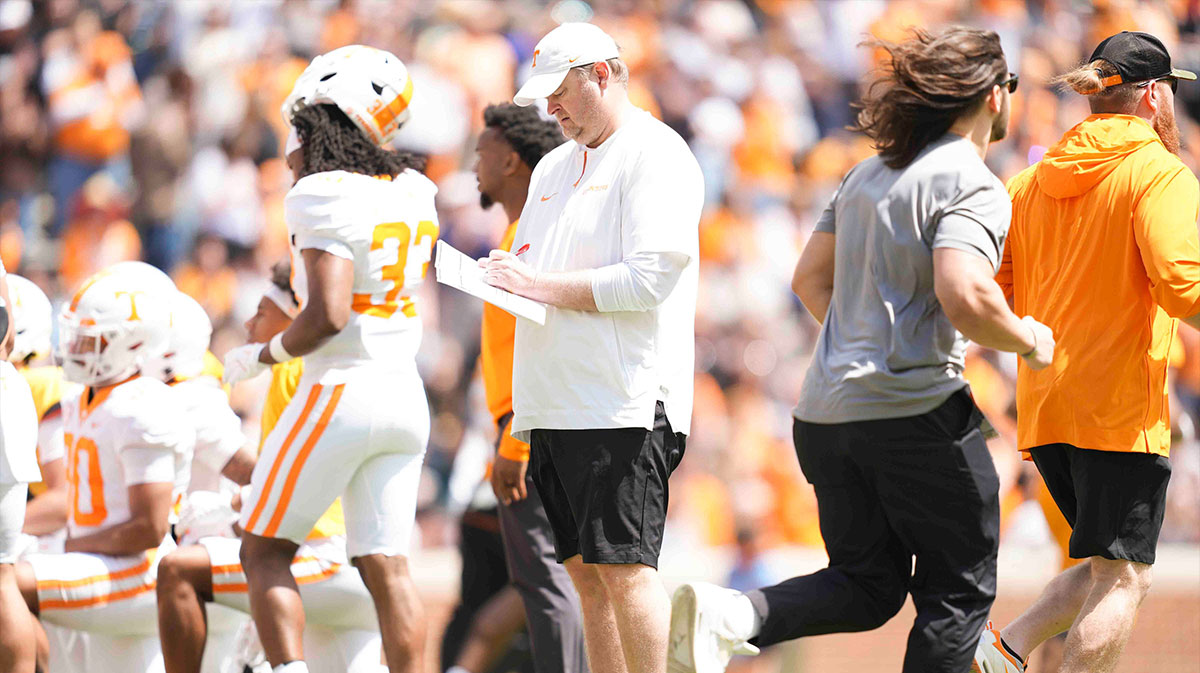 Tennessee head coach Josh Heupel during the Orange & White spring game in Neyland Stadium.