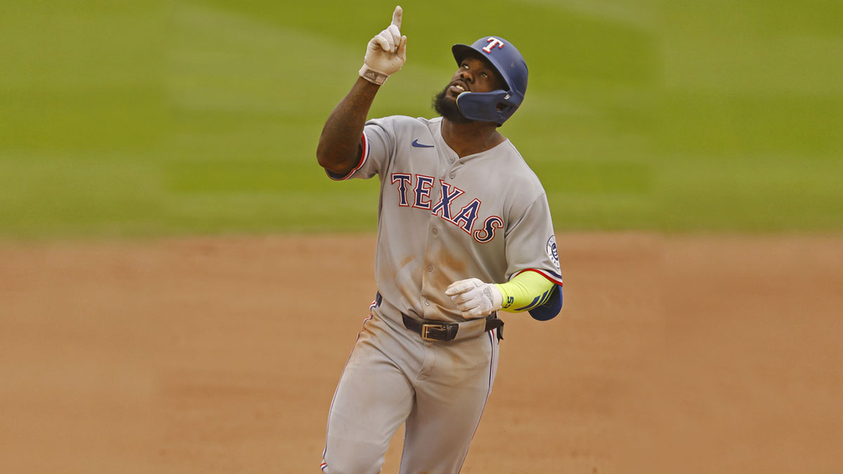 Texas Rangers right fielder Adolis Garcia (53) runs the bases on his three run home run against the Minnesota Twins in the sixth inning at Target Field.