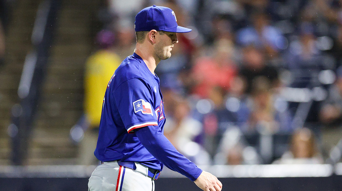Texas Rangers starting pitcher Tyler Mahle (51) leaves the game against the Tampa Bay Rays in the sixth inning at George M. Steinbrenner Field.