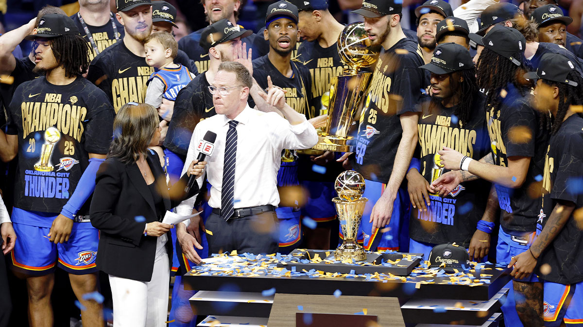 Thunder general manager Sam Presti is interviewed