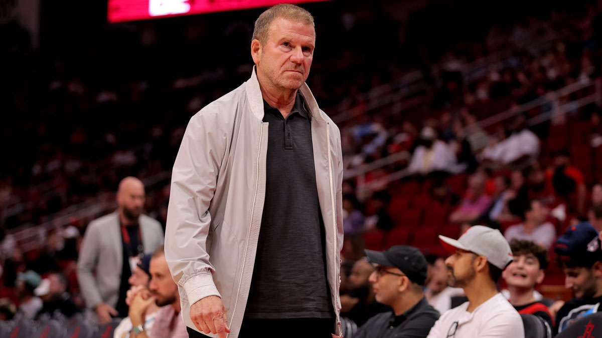 Houston Rockets owner Tillman Fertitta leaves the court during the fourth quarter against the New Orleans Pelicans at Toyota Center.