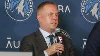 Minnesota Timberwolves president of basketball operations Tim Connelly answers questions at a press conference to introduce the 2022 draft picks at Target Center.