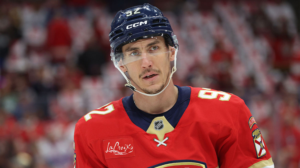 Florida Panthers left wing Tomas Nosek (92) warms up against the Toronto Maple Leafs before game four of the second round of the 2025 Stanley Cup Playoffs at Amerant Bank Arena.