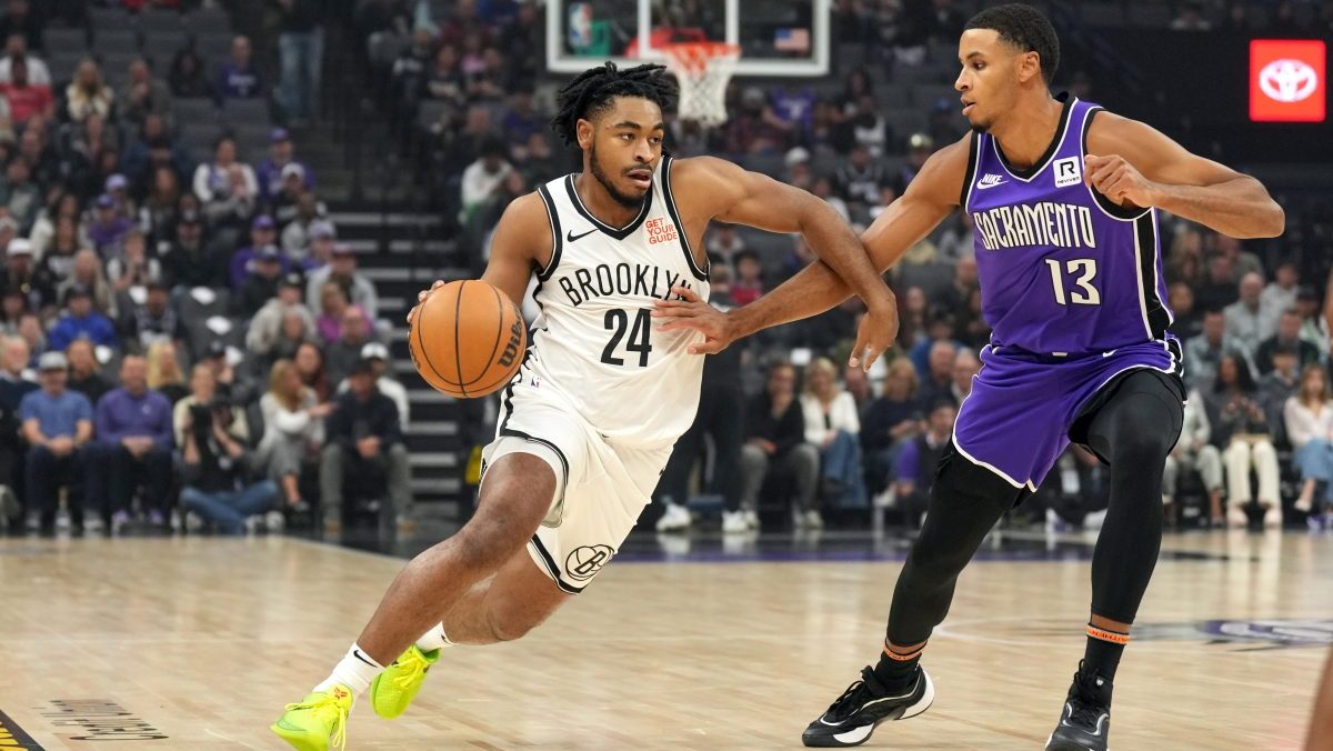 Brooklyn Nets guard Cam Thomas (24) dribbles against Sacramento Kings forward Keegan Murray (13) during the first quarter at Golden 1 Center.
