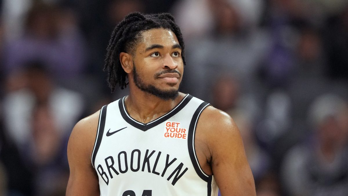 Nov 24, 2024; Sacramento, California, USA; Brooklyn Nets guard Cam Thomas (24) during the first quarter against the Sacramento Kings at Golden 1 Center. Mandatory Credit: Darren Yamashita-Imagn Images