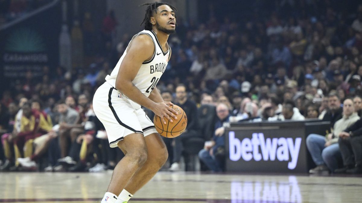 Brooklyn Nets guard Cam Thomas (24) looks to the basket in the first quarter against the Cleveland Cavaliers at Rocket Arena.