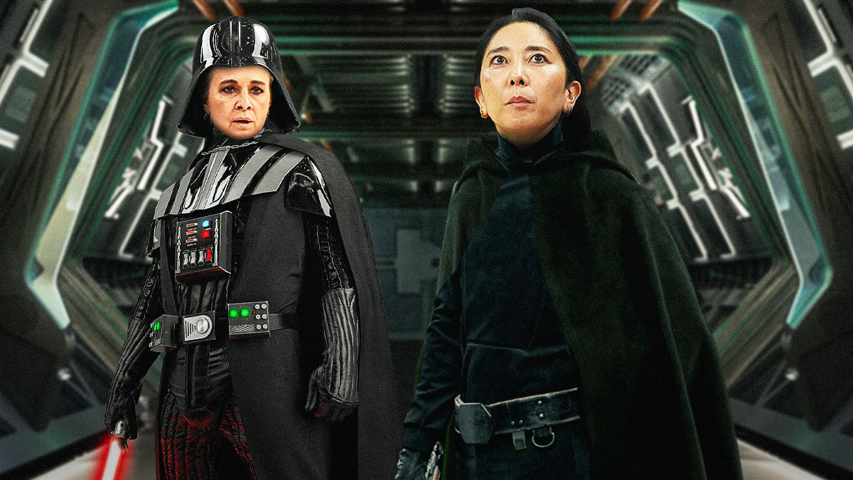 Valkyries head coach Natalie Nakase as Luke Skywalker vs. Aces coach Becky Hammon as Darth Vader