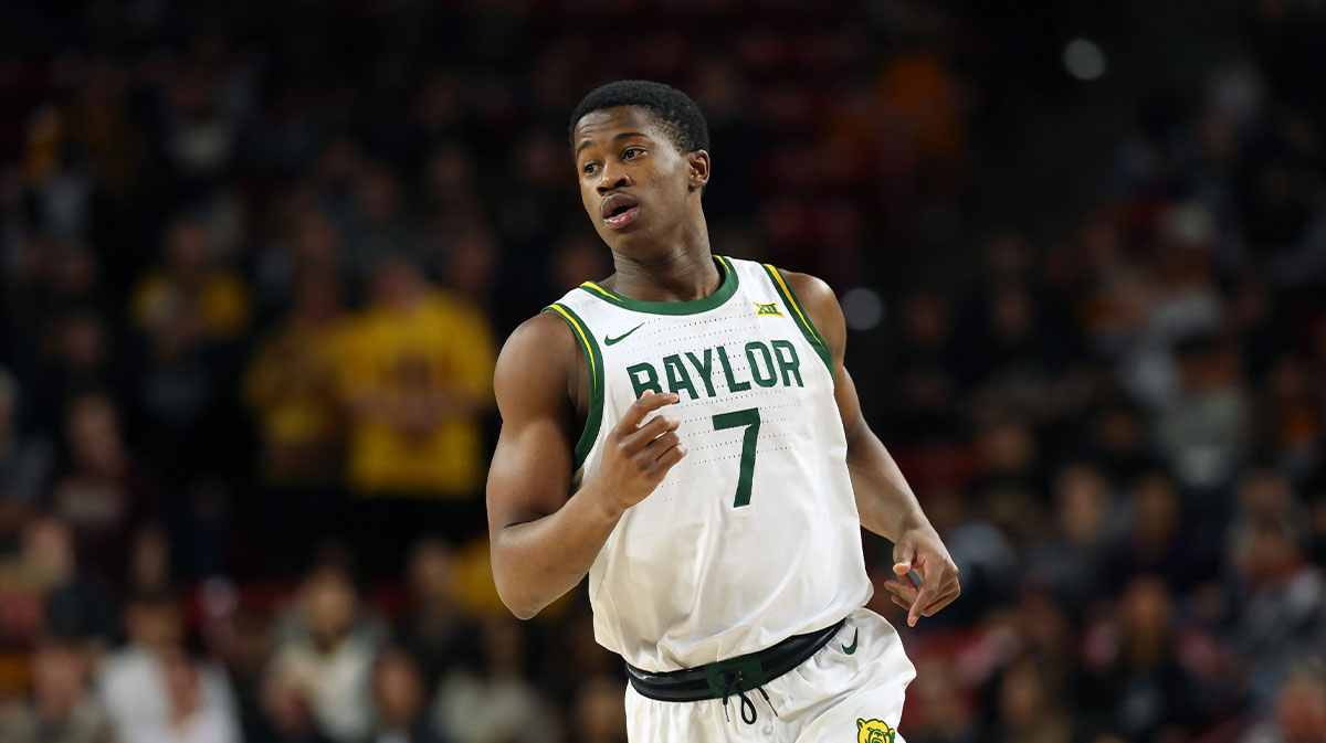 Baylor Bears guard VJ Edgecombe (7) against the Arizona State Sun Devils at Desert Financial Arena.