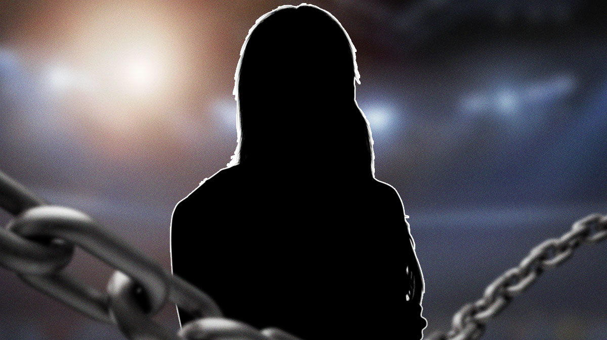 Silhouette of WWE Superstar and Intercontinental Champion Dominik Mysterio, who is dealing with a rib injury.