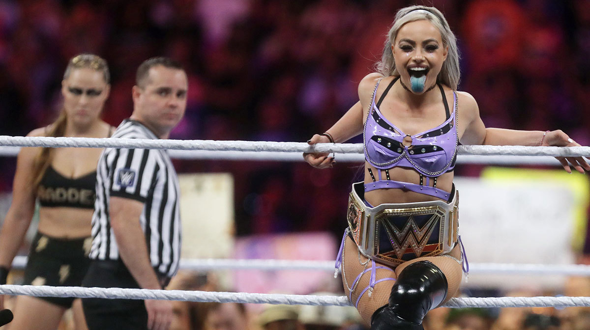 WWE star Liv Morgan, who is now in rehab for her shoulder injury after surgery.