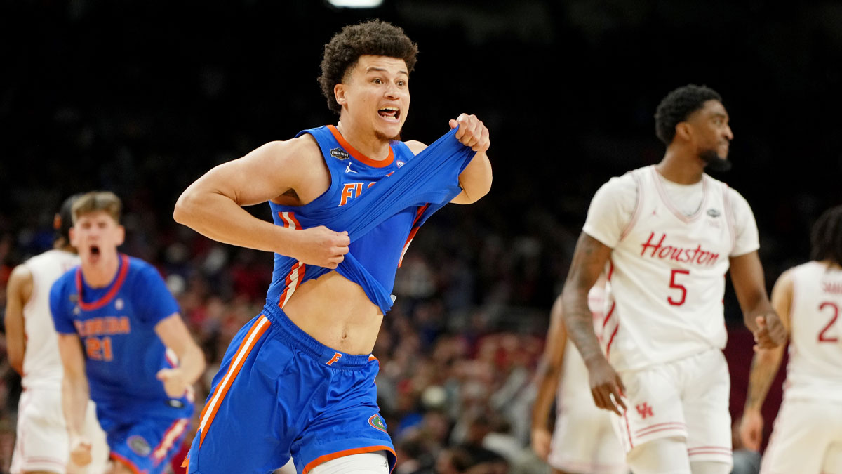 Florida Gators guard Walter Clayton Jr. (1) celebrates after winning the national championship game of the Final Four of the 2025 NCAA Tournament at the Alamodome.