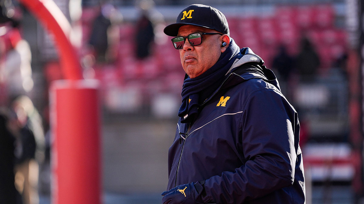 Michigan athletic director Warde Manuel looks on during warm up before the game between Ohio State and Michigan at Ohio Stadium