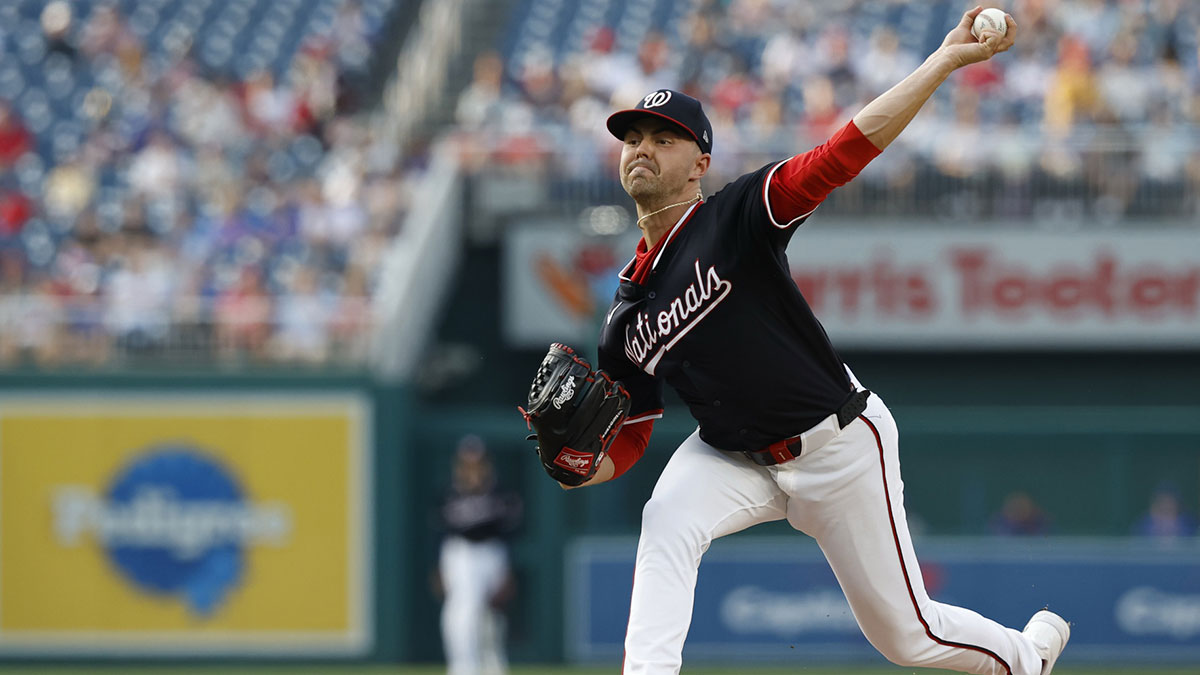 Washington Nationals starting pitcher MacKenzie Gore (1) pitches against the Chicago Cubs during the third inning at Nationals Park.