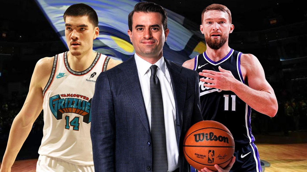 Zach Edey, Grizzlies EVP/GM Zach Kleiman, Kings forward Domantas Sabonis
