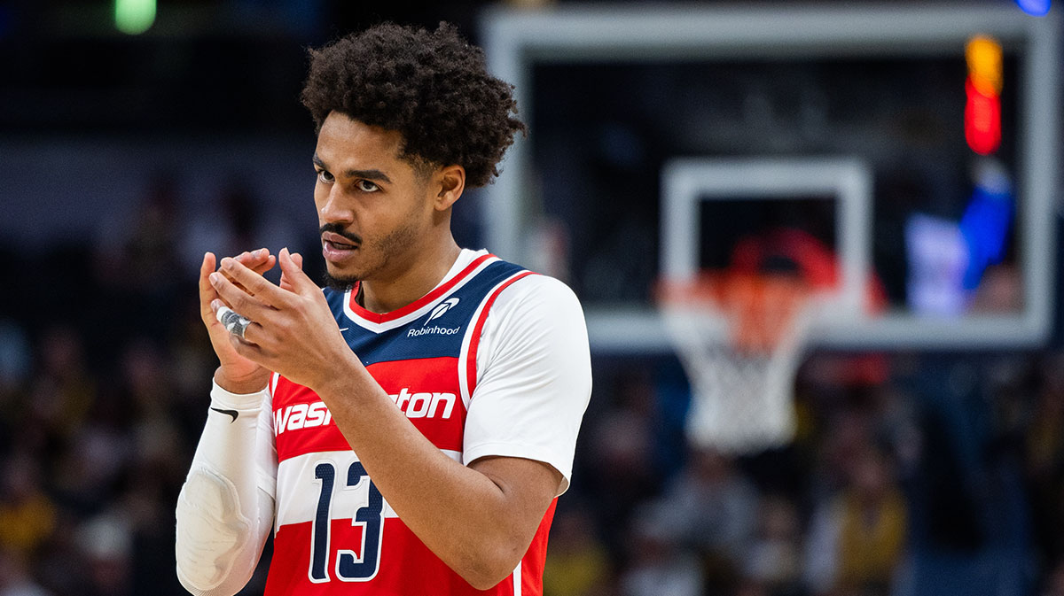 Washington Wizards guard Jordan Poole (13) in the first half against the Indiana Pacers at Gainbridge Fieldhouse.