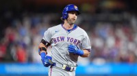 New York Mets infielder Jeff McNeil (1) rounds the bases after hitting a home run against the Philadelphia Phillies in the sixth inning at Citizens Bank Park.