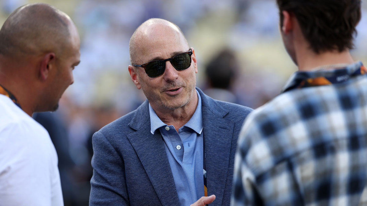 New York Yankees general manager Brian Cashman before game two of the 2024 MLB World Series at Dodger Stadium.