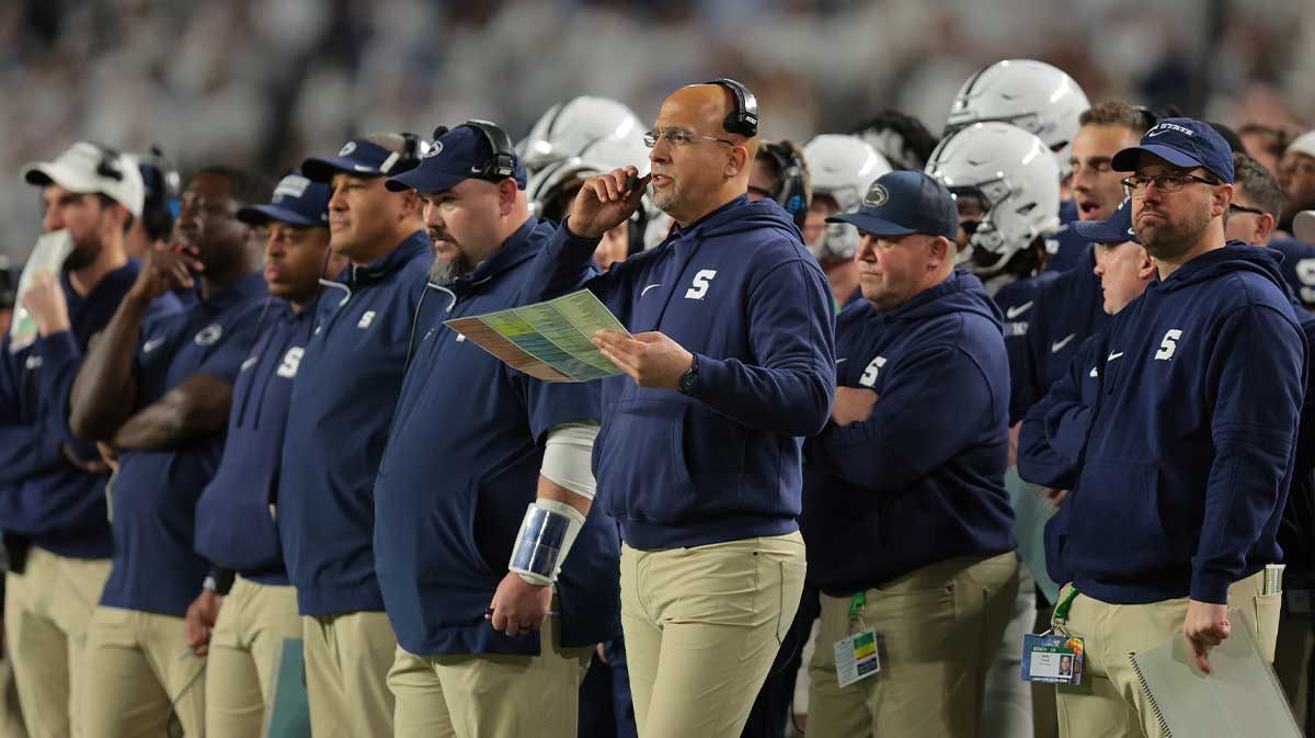 Penn State Nittany Lions head coach James Franklin looks on in the first half against the Notre Dame Fighting Irish in the Orange Bowl at Hard Rock Stadium.