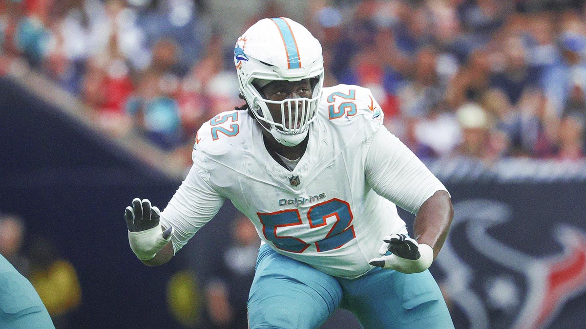 Miami Dolphins offensive tackle Patrick Paul (52) in action during the game against the Houston Texans at NRG Stadium.