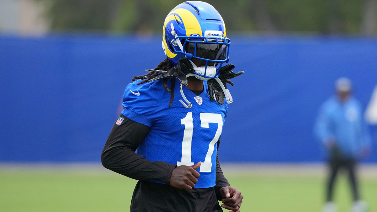 Los Angeles Rams receiver Davante Adams (17) during organized team activities at Rams Practice Facility.