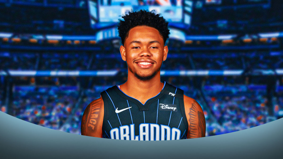 Anfernee Simons with jersey number photoshopped in Magic jersey.